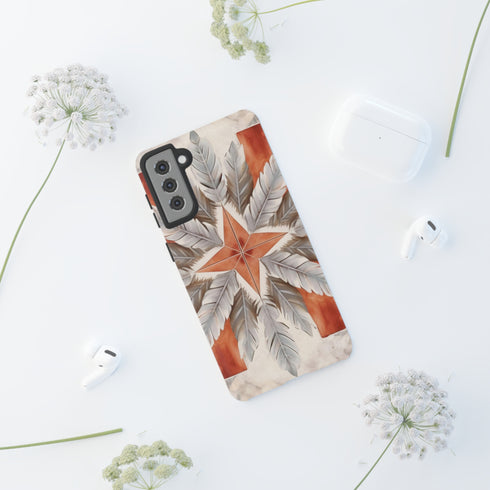 Silver Feather Compass - Impact Resistant Phone Case